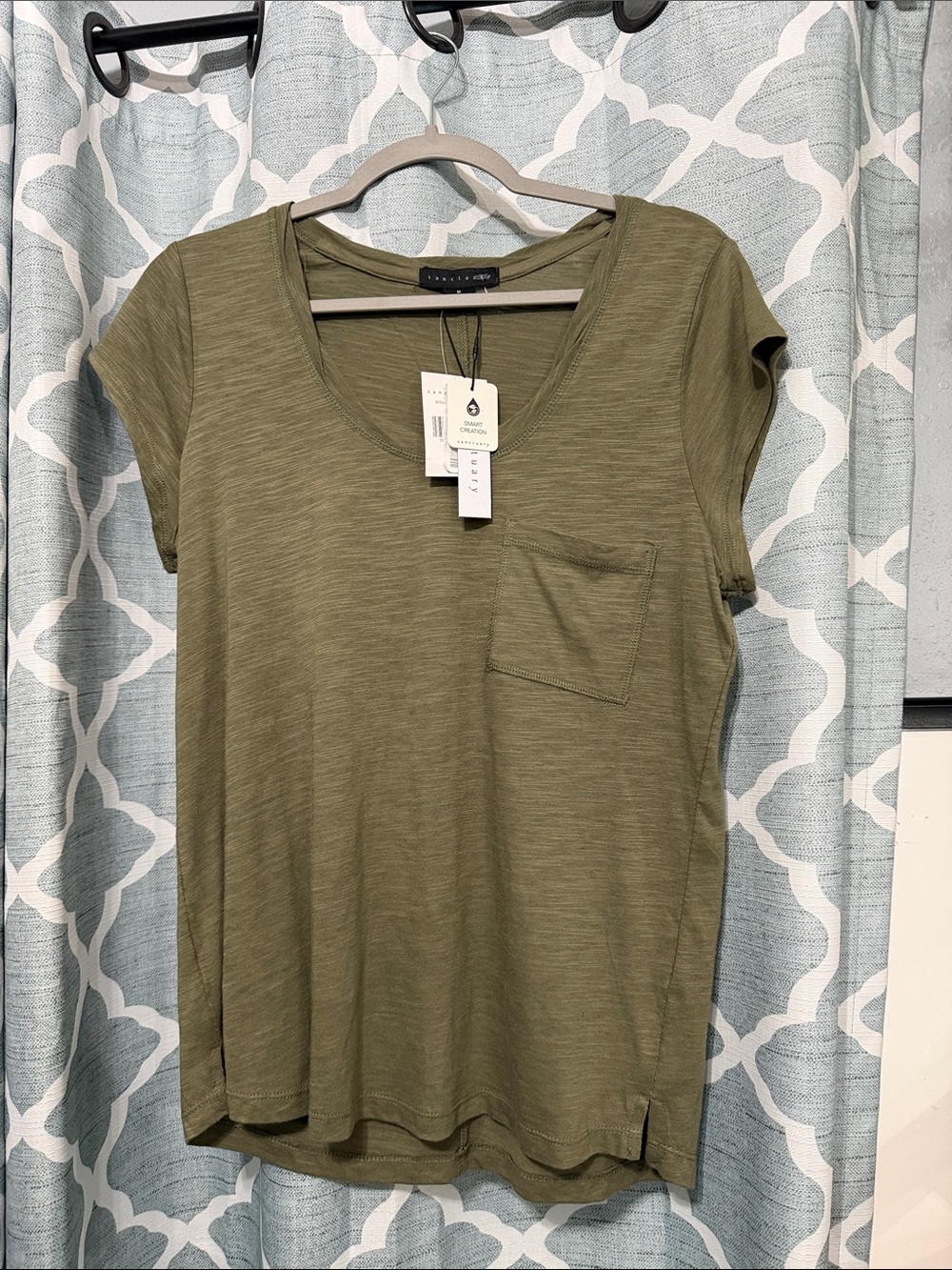 Sanctuary Olive Green Scoop Neck Pocket Tee